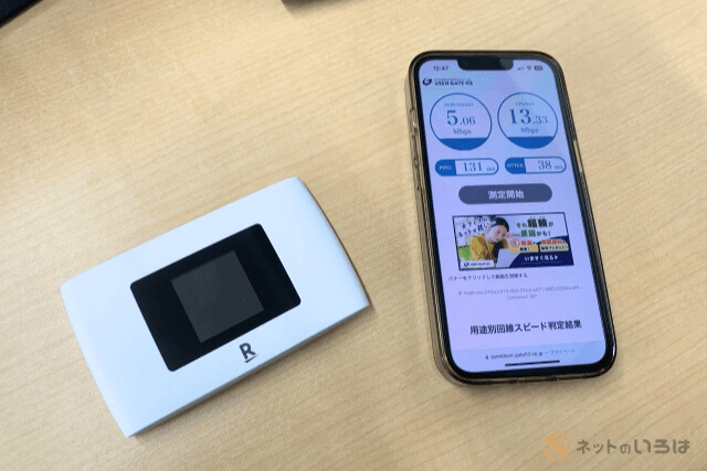 rakuten wifi Pocket 2cをオフィスビルで測定