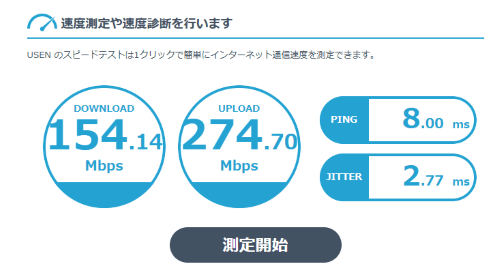 USEN GATE02の測定結果